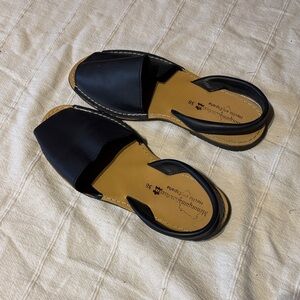 Dark navy Leather Sandals made in Spain